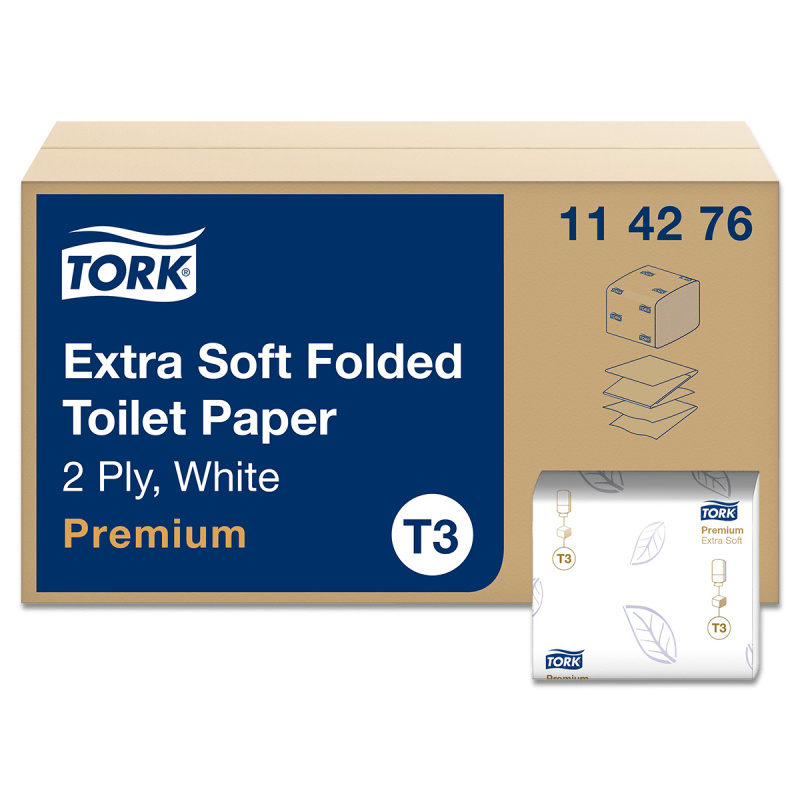 Skládaný toaletní papír Tork - T3, 2 vrstvý, bílý, 30x252 ks