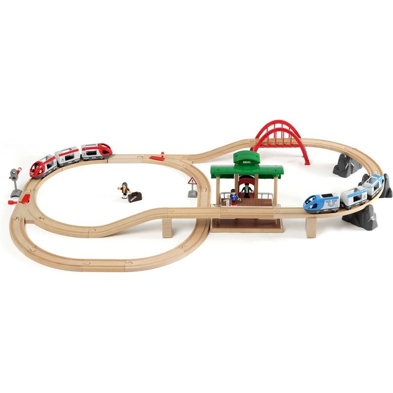 Brio 33512 Vláčkodráha velká s výhybkami, mostem, nástupištěm 42 dílů