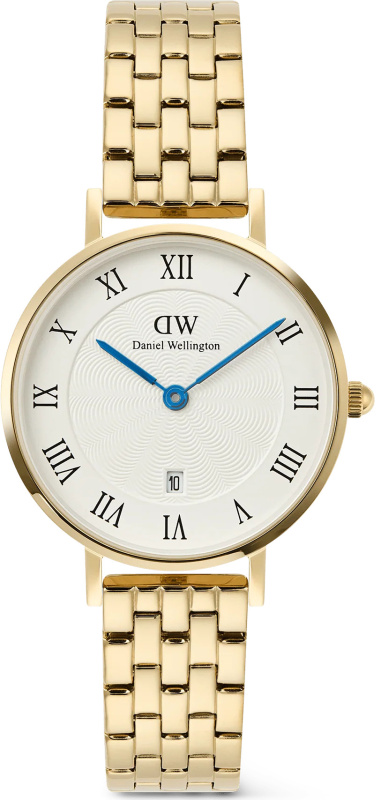 Daniel Wellington Petite 28 Roman Numerals Date 5-Link White Gold DW00100857