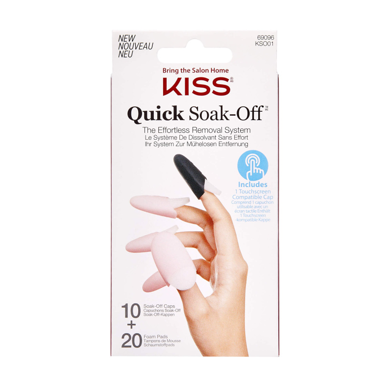 KISS Quick Soak-Off Remover Caps sada pro odstranění umělých nehtů 30 ks