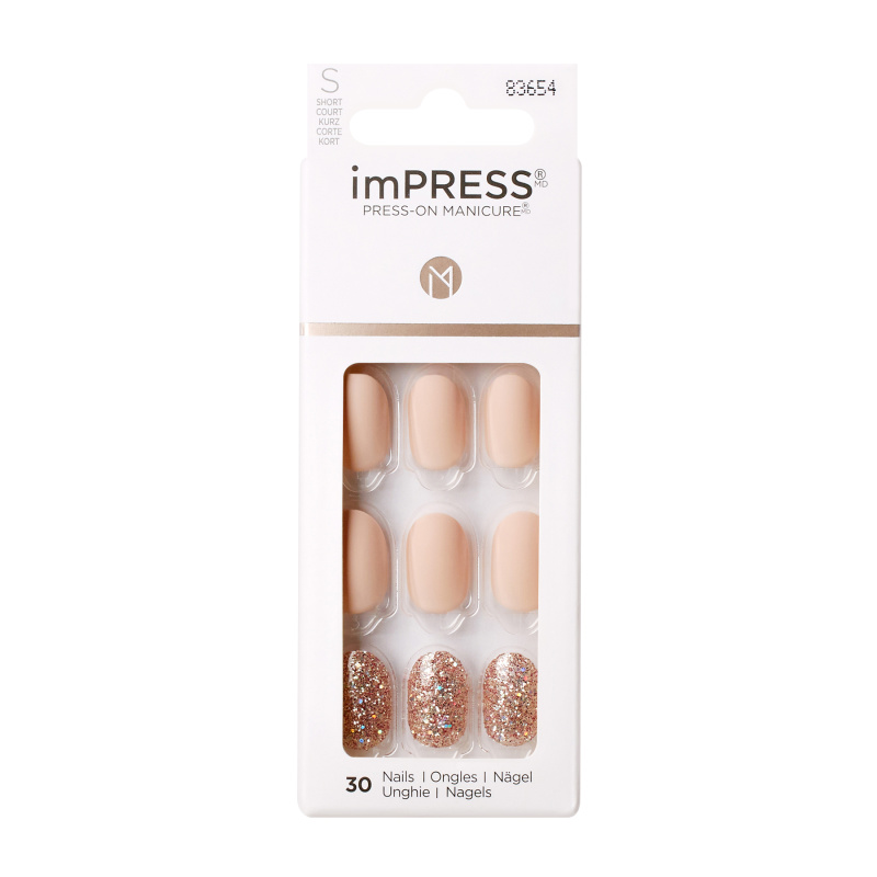 KISS imPRESS The No Glue Mani Short umělé nehty samolepicí Evanesce 30 ks