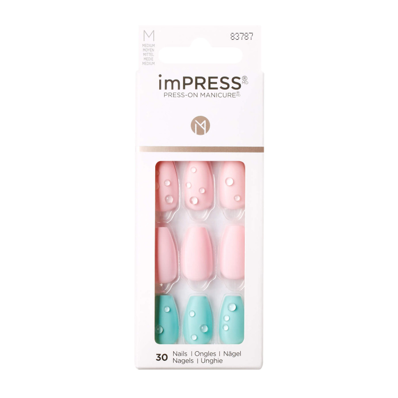 KISS imPRESS The No Glue Mani Medium umělé nehty Dew Drop 30 ks
