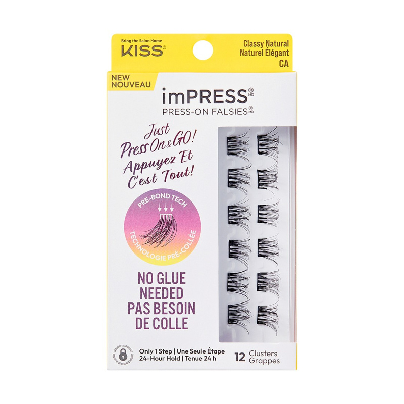 KISS imPRESS Just Press & GO ! trsové nalepovací řasy bez uzlíku Classy Natural 12 ks