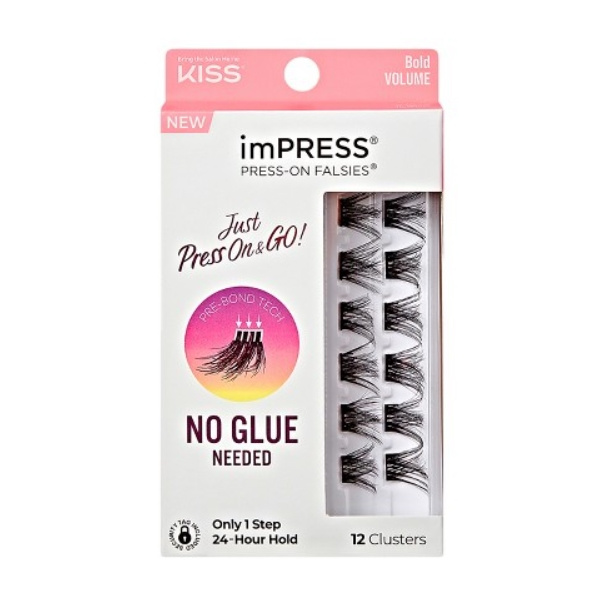 KISS imPRESS Just Press & GO ! trsové nalepovací řasy bez uzlíku Bold Volume C 12 ks