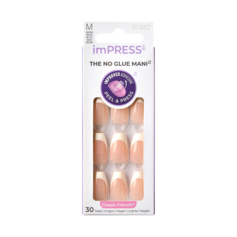 KISS imPRESS The No Glue Mani umělé nehty samolepicí Ideal 30 ks