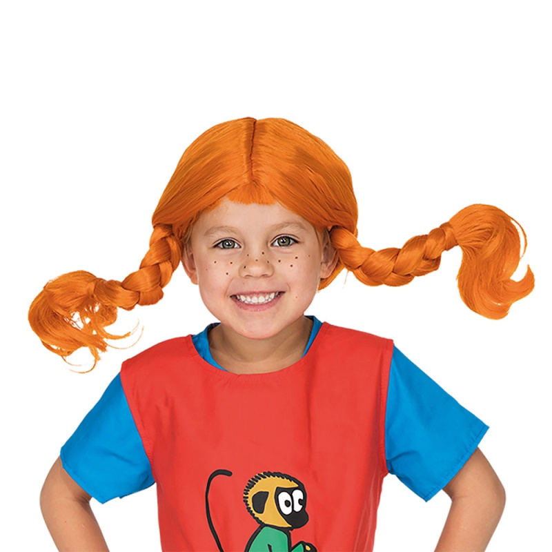 Pippi Langstrumpf dětská paruka s rezavými copy