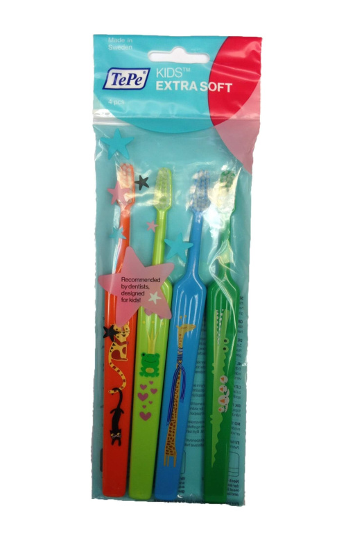 TePe Kids Extra Soft zubní kartáčky extra soft pro děti 4 ks