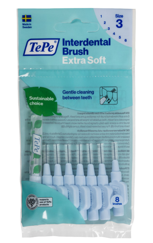 TEPE Mezizubní kartáčky Extra Soft modré 0,6 mm v sáčku 8 ks