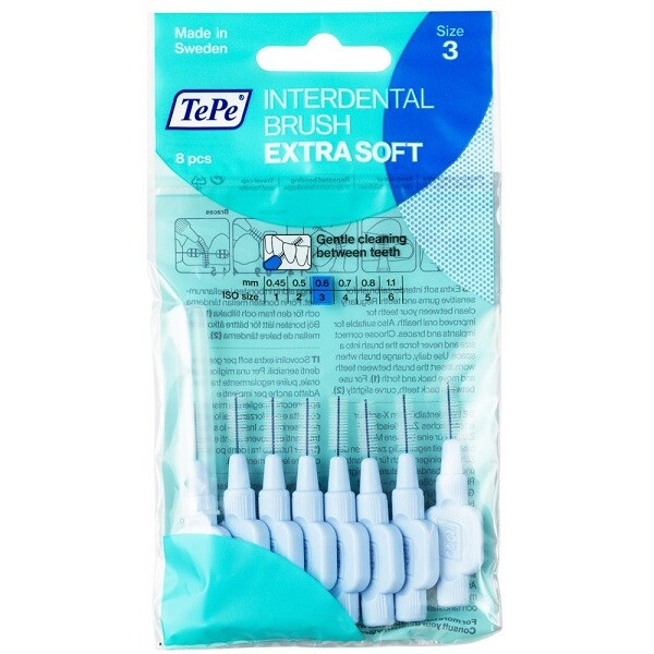 TEPE Mezizubní kartáčky Extra Soft modré 0,6 mm v sáčku 8 ks