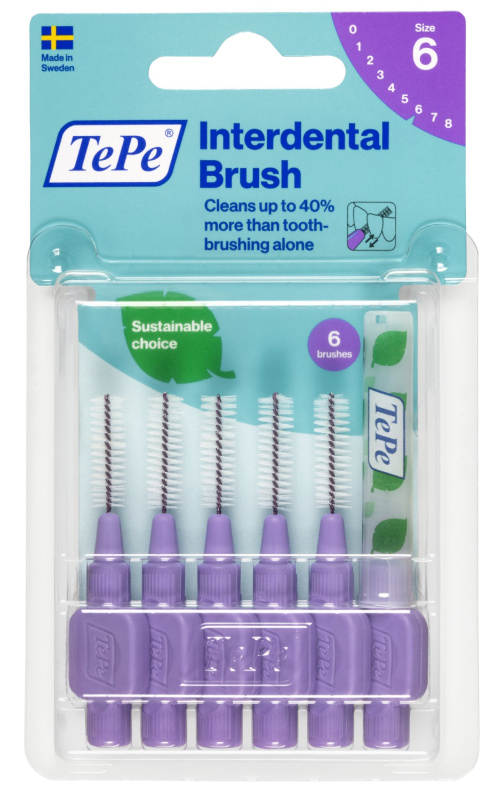 TePe Original mezizubní kartáčky z bioplastu 1,1 mm- fialové, 6 ks
