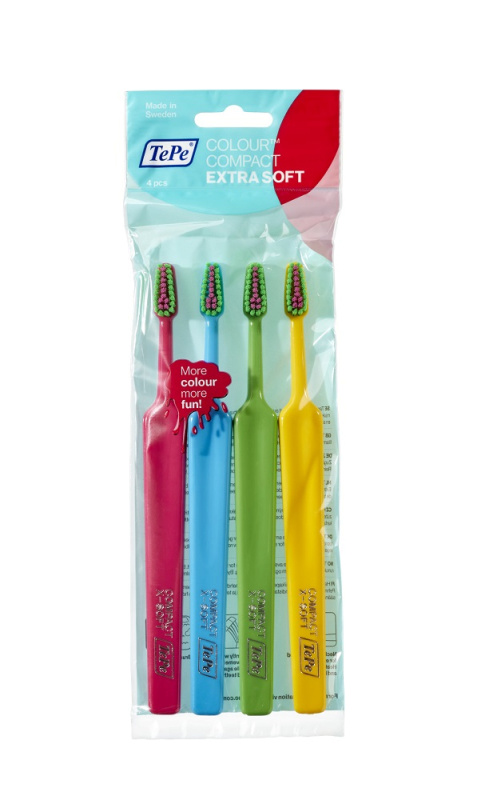 TePe Colour Compact x-soft sada zubních kartáčků, 3+1 zdarma