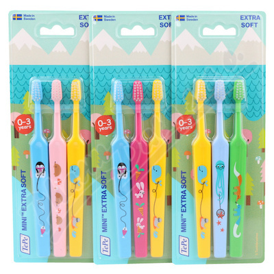 TEPE Kids Zubní kartáček Mini s potiskem Extra Soft 3 ks