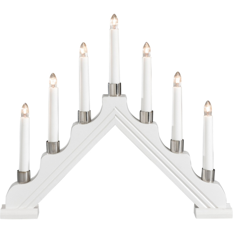 Konstsmide Svícen ve tvaru oblouku bílý s kovovými dekorativními kroužky