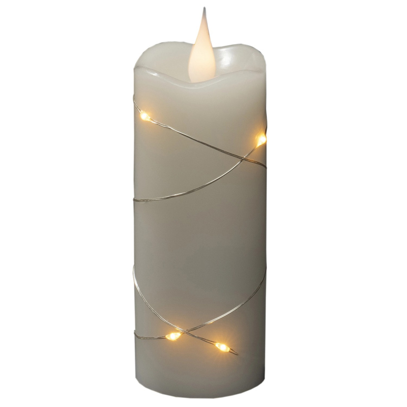 Konstsmide 6 LED v podobě kapek svíčky z pravého vosku 3D plamen stříbrný drát