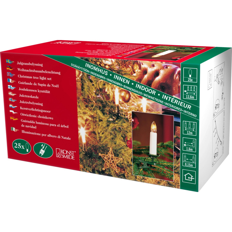 Konstsmide Světelný řetěz s 25 žárovkami ve tvaru svíček - vnitřní