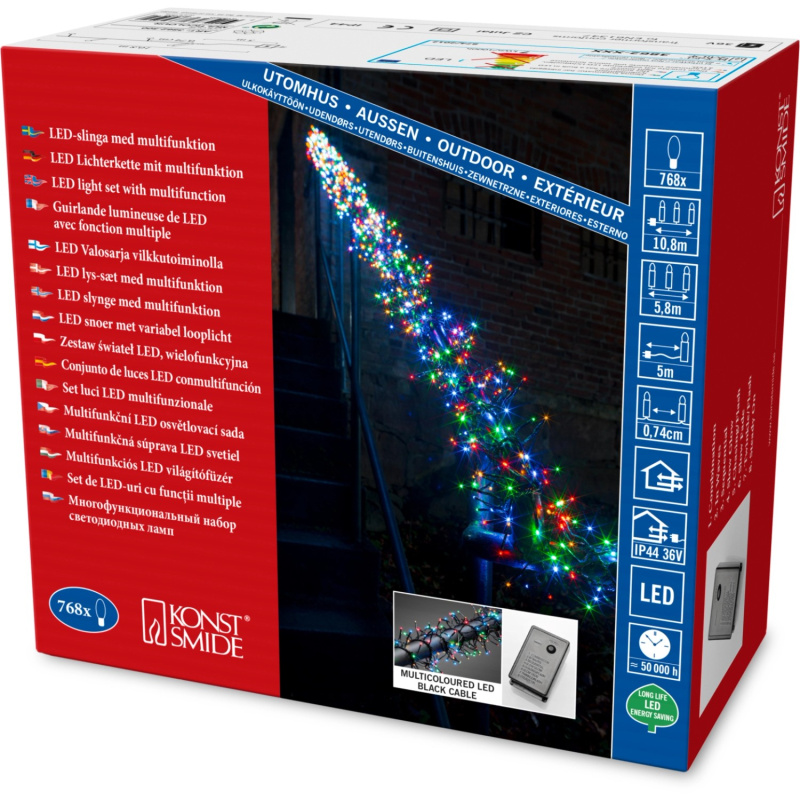 Konstsmide LED světelný řetěz trsy Cluster 8 funkcí 768 LED pestrý