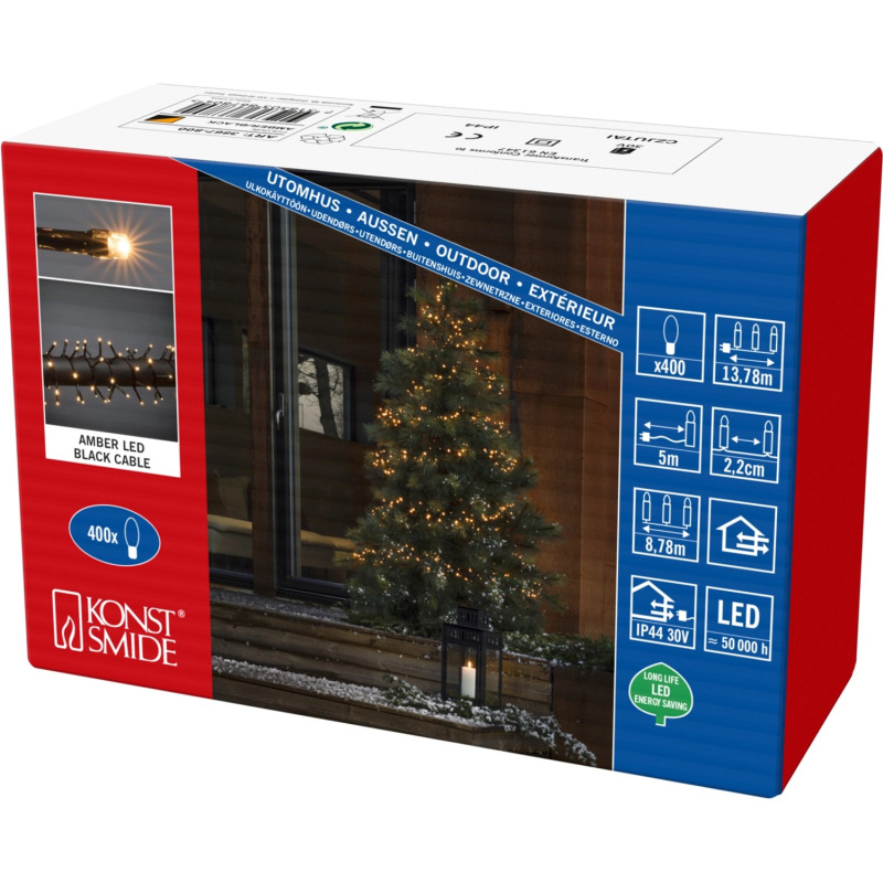 Konstsmide Micro LED Světelný řetěz Compact 400 diod, oranžová