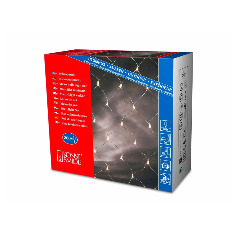 Konstsmide Micro světelná síť 2 m x 3 m 200 čirých světel