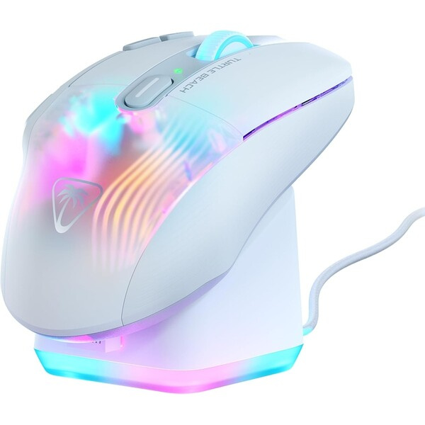 Turtle Beach KONE XP Air bezdrátová herní myš bílá + RGB nabíjecí stanice Rapid (Bundle) Vícebarevná
