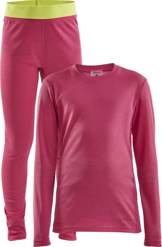 Dětský funkční set CRAFT Core Warm Baselayer Junior růžový Velikost: 110