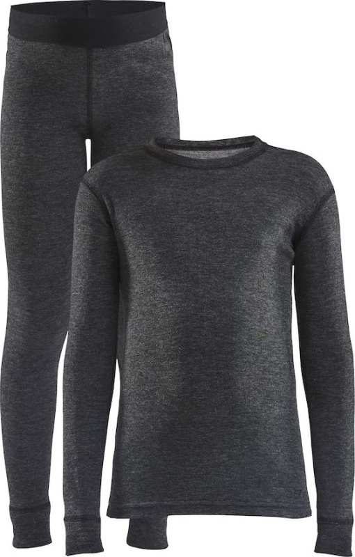 Dětský termo set CRAFT CORE Wool Merino Junior - černá Velikost: 158