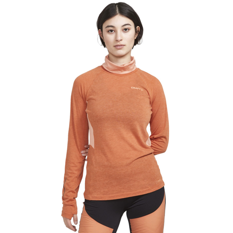 Dámské merino triko CRAFT Adv SubZ Wool Ls 2 oranžová Velikost: S