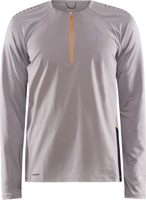 Pánské běžecké triko CRAFT Pro Trail Wind LS šedé Velikost: XXL