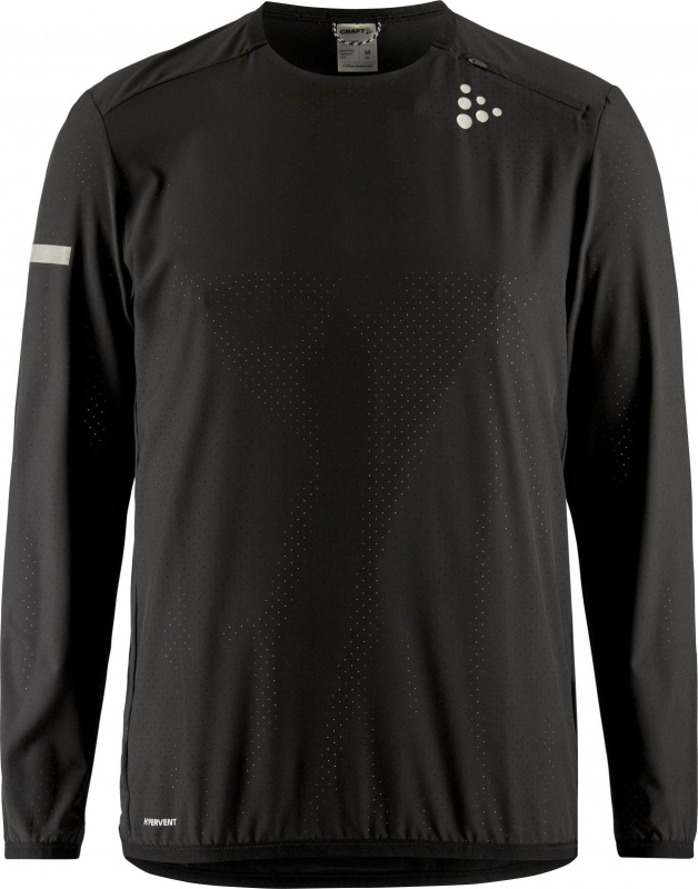 Pánské běžecké triko CRAFT PRO Hypervent LS Wind 2 - černá Velikost: M