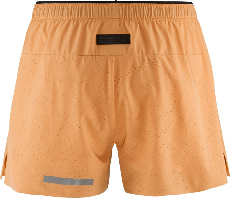 Pánské běžecké šortky CRAFT PRO Hypervent 2in1 2 - oranžová Velikost: XXL