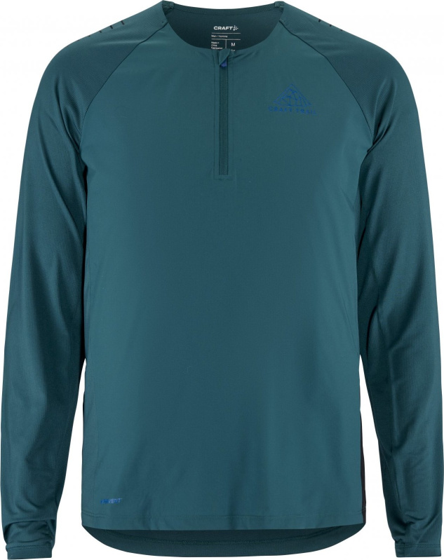 Pánské běžecké triko CRAFT PRO Trail Wind LS - zelená Velikost: XXL