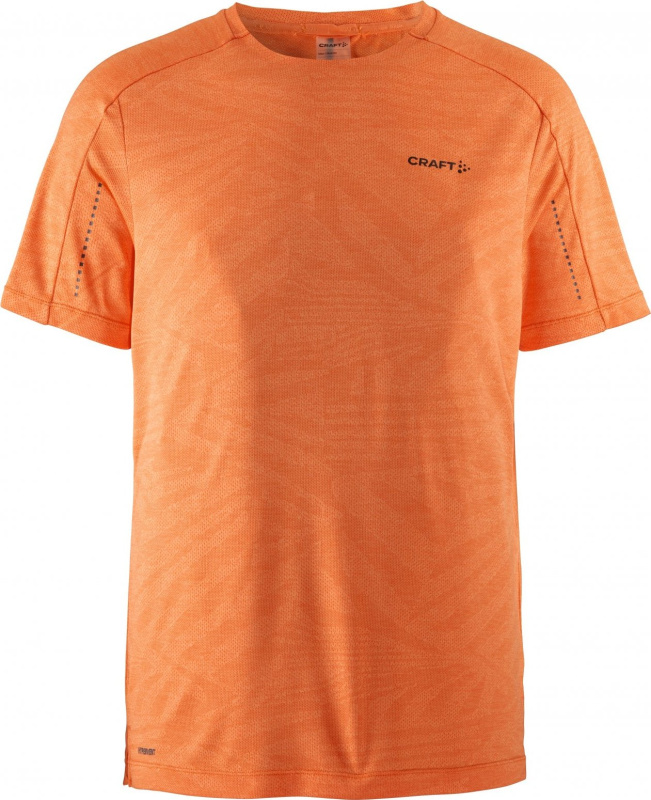 Pánské funkční triko CRAFT ADV HiT SS Structure - oranžová Velikost: XL