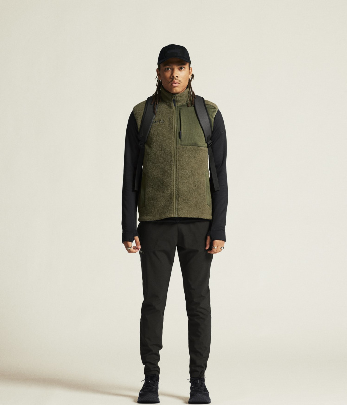 Pánská fleecová vesta CRAFT ADV Explore Pile Fleece - zelená Velikost: M