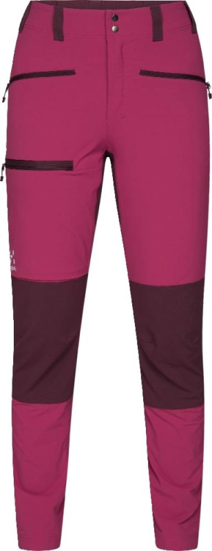 Dámské softshellové kalhoty Haglöfs Mid Slim - růžová/tm.červená Velikost: 40