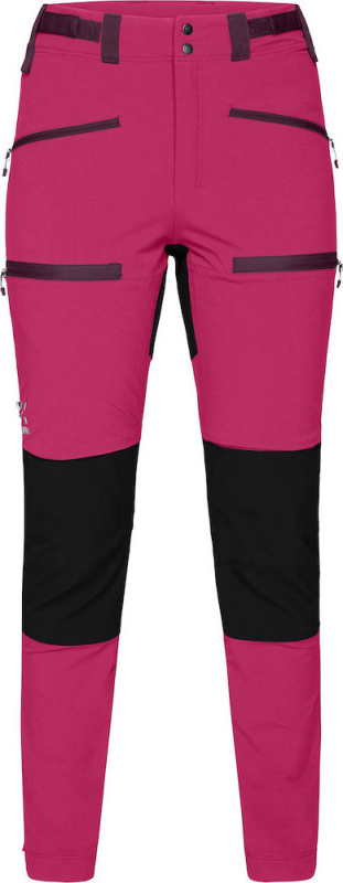 Dámské softshellové kalhoty Haglöfs Rugged Slim - růžová/černá Velikost: 40