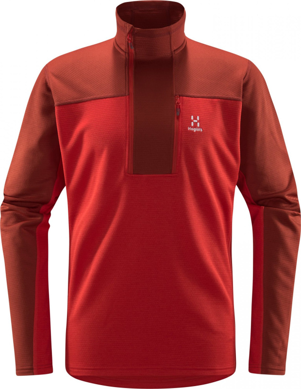 Pánská technická mikina Haglöfs ROC Flash Mid Halfzip - červená Velikost: S