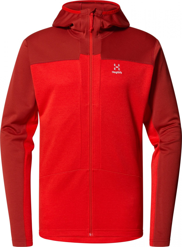 Pánská technická mikina Haglöfs ROC Flash Mid Hood - červená Velikost: S