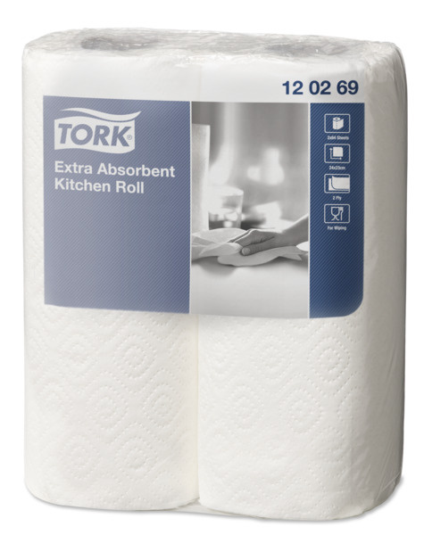 Papírové utěrky Tork - bílé, průměr 10,7 cm, 2 role