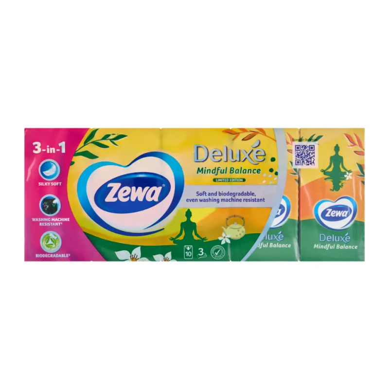 Zewa Deluxe Standard papírové kapesníky 3vrstvé 10x10ks