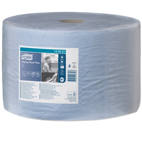 Tork Wiping Paper Plus - papírové utěrky v prům. rolích - 2vrstvé, návin 510 m, modré