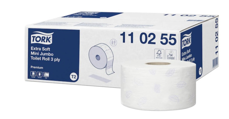 Toaletní papír Tork Jumbo mini extra jemný, 3vrstvý