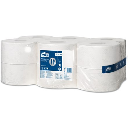 Toaletní papír jumbo Tork - T2, 2vrstvý, bílý, 187 mm, 12 rolí