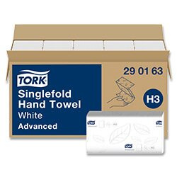 Tork Singlefold - skládané papírové ručníky - 2vrstvé, bílé, 250 útržků