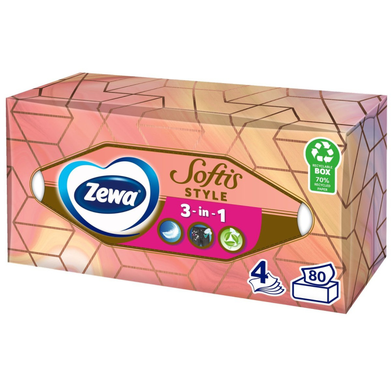 Zewa Softis Style Box papírové kapesníky 4vrstvé box