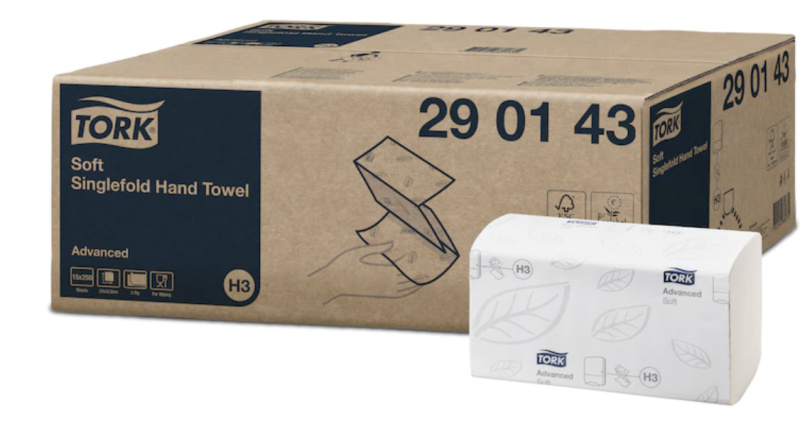 Skládané papírové ručníky TORK Advanced - H3, 2vrstvé, bílé, 15x 250 ks