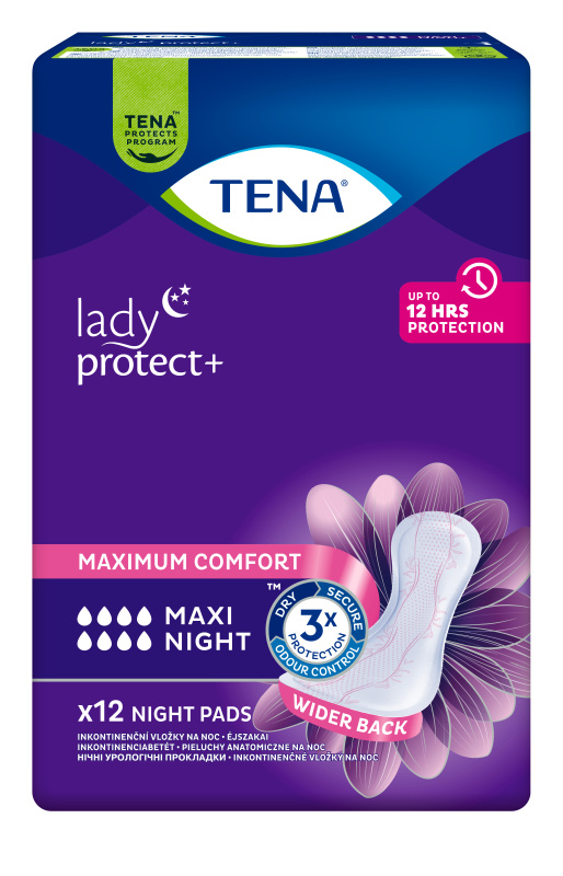 TENA Lady protect + maxi night inkontinenční vložky 12 kusů