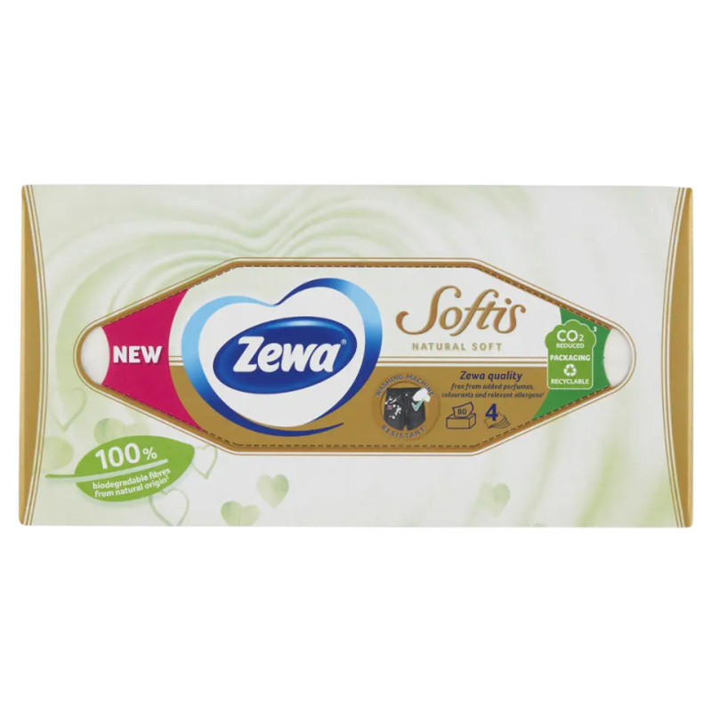 Zewa Softis Natural Soft Kapesníčky 4vrstvé 80 ks