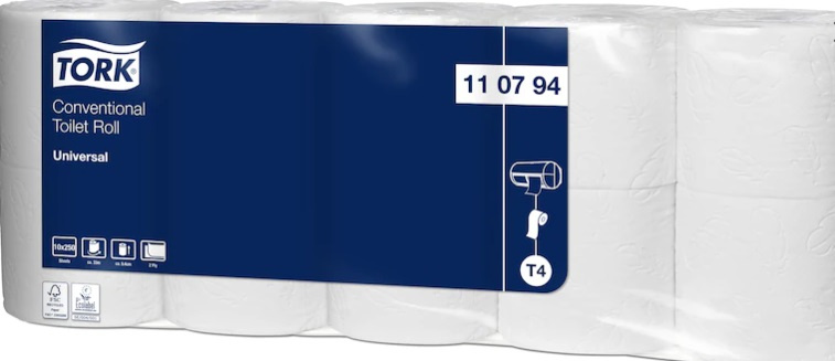 Tork Universal - toaletní papír - 2vrstvý, 250 útržků, 10 ks