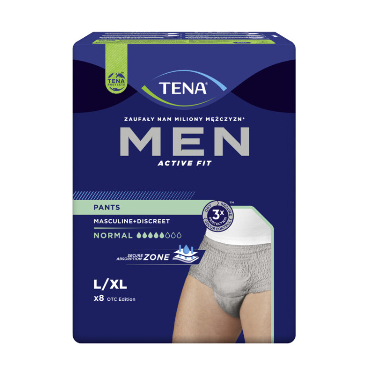 Tena Men Pants Normal L/XL inkontinenční kalhotky šedé 8 ks