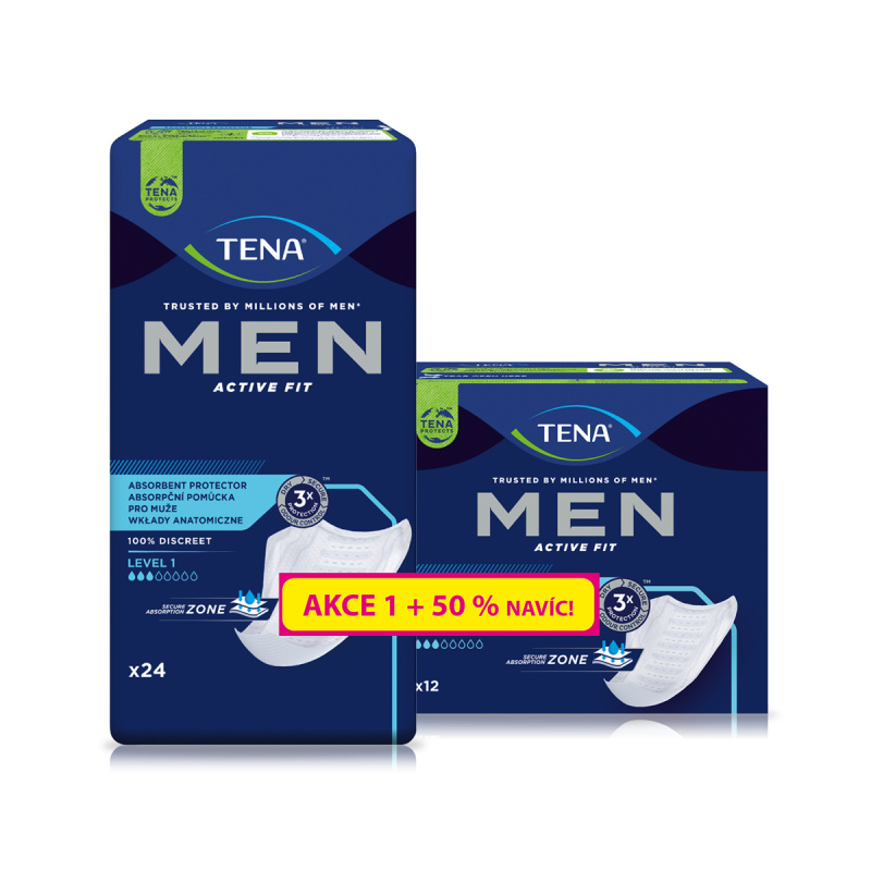 TENA Men level 1 inkontinenční vložky pro muže 24 kusů +12 kusů navíc