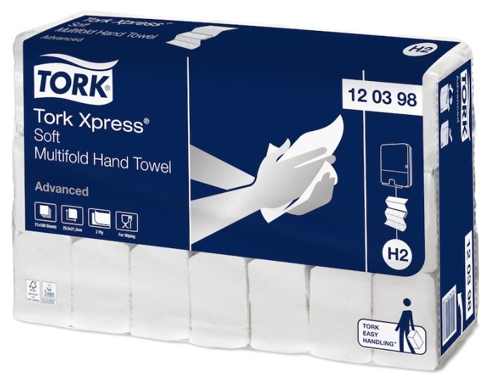 Tork Xpress Multifold Soft - skládané papírové ručníky - 2vrstvé, 21,2 x 25,5 cm, 180 útržků